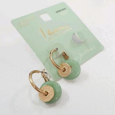 گوشواره طلایی آویز سنگ آونتورین سبز اصل، کیفیت فوق العاده عالی