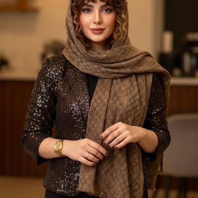 شال موهر پلیسه ظریف رنگ ترند موکا