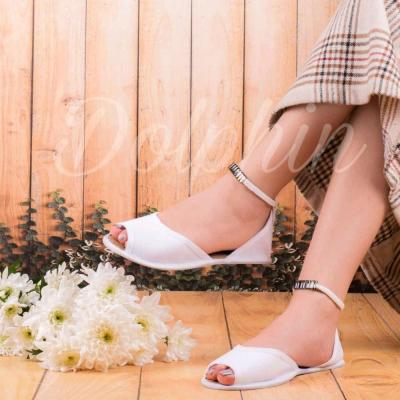 پاپوش زنانه روفرشی کنفی تابستانه و یراق دار سفید