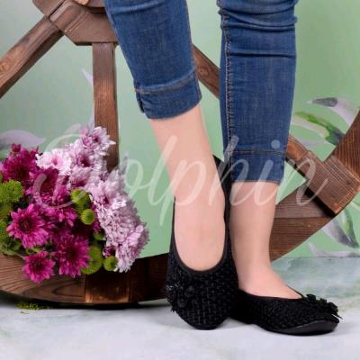 پاپوش روفرشی زنانه پاپوش بافت برجسته گلدار جلوبسته کیفیت عالی