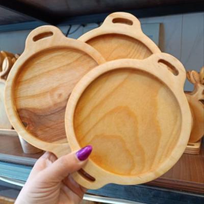 بشقاب چوبی گرد دو دسته