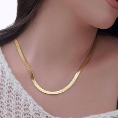 زنجیر استیل 60سانتی طرح ماری بلند 4میل رنگ طلایی