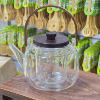 قوری پیرکس دسته و درب چوبی 330