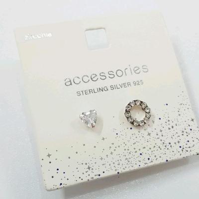 گوشواره گلگوش نگین دار ، مدل نامتقارن ، جنس نقره عیار 925