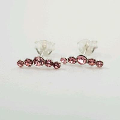 گوشواره گلگوش نقره نگین صورتی ، جنس نقره عیار 925