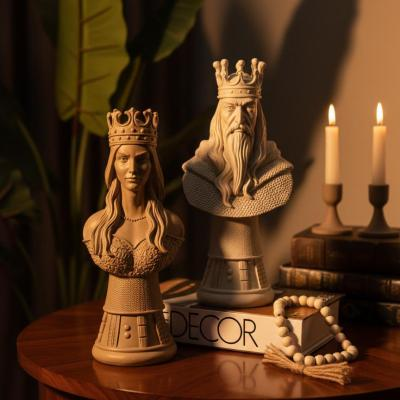 ست مجسمه رومیزی شطرنجی مدل پادشاه و ملکه