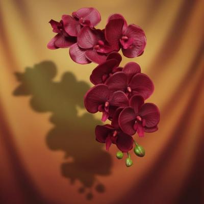 شاخه گل ارکیده مصنوعی دانهیل (رنگ زرشکی/شرابی)