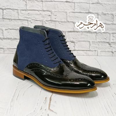 نیم بوت مردانه مجلسی چرم طبیعی دست دوز ریچموند ورنی اشبالت