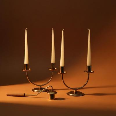 جاشمعی فلزی دوشعله نیم‌دایره کلاسیک