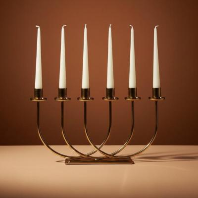 شمعدان فلزی مجلل شش‌شعله کلاسیک