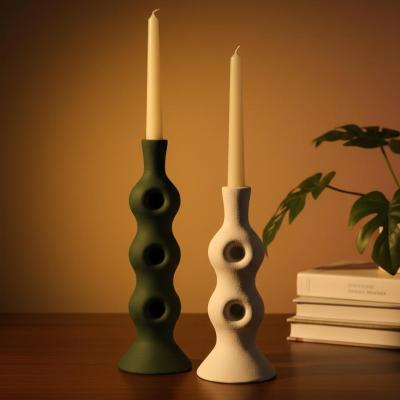 ست جاشمعی دکوراتیو پلی رزین مدل حلقه (دوتایی موج‌دار)