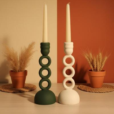 ست جاشمعی دکوراتیو پلی رزین مدل حلقه (طراحی مینیمال موج‌دار)