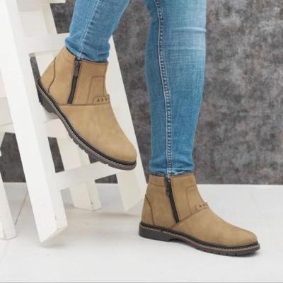 نیم بوت مردانه دو طرف زیپ مدل 6073 رنگ کرم