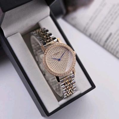 ساعت زنانه استیل قاب نگین دار موتور کوارتز دارای روز شمار لونجین