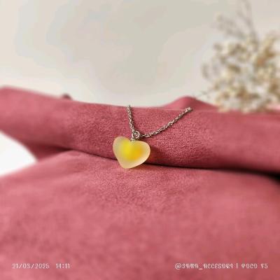 گردنبند قلب یخی پاستیلی زرد