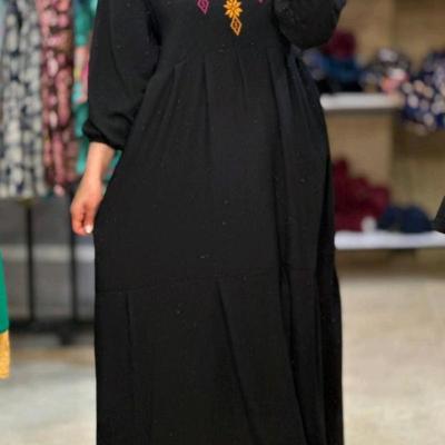 پیراهن مهمانی زنانه نخی مدل مانتو ابروبادی گلدوزی