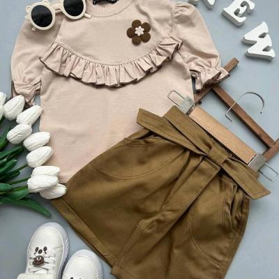 تیشرت شلوارک کتان دخترانه