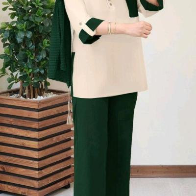 مانتو شلوار زنانه شانتون و لنین فری سایز تا 46 مدل مهوا