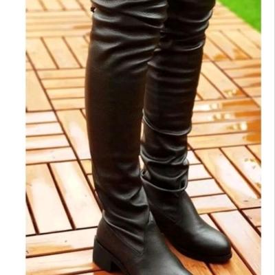 بوت ساق بلند مدل بهار جورابی جنس سوییت و چرم