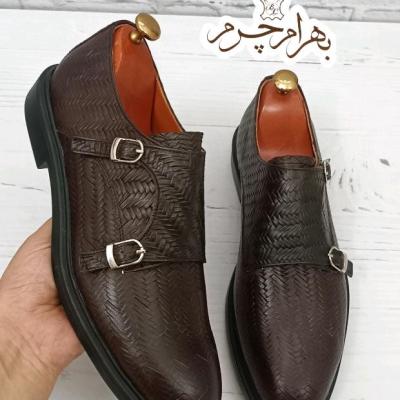 کفش مردانه مجلسی چرم طبیعی مدل آلفردو حصیری ترک