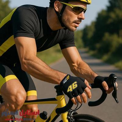 دستکش دوچرخه سواری نیمه انگشتی طرح عدد 46 کد 2062
