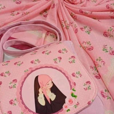 ست کیف و روسری صورتی