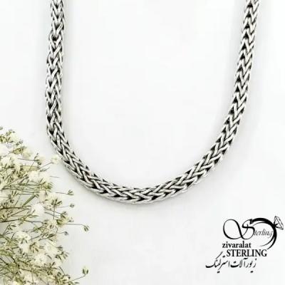 زنجیر نقره با قفلS تایلندی عیار 925 سیاه قلم کد 19924