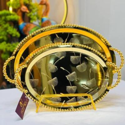 سینی طلایی دوتایی البارون استیل ضدزنگ با کیفیت بالا و طراحی لوکس ارسال پس کرایهgh