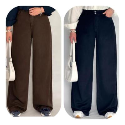 شلوار نیم بگ کتان سرمه ای و سفید پارچه ترک