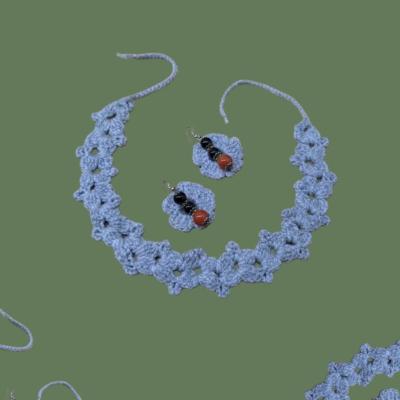 گردنبند و گوشواره بافتنی کلا