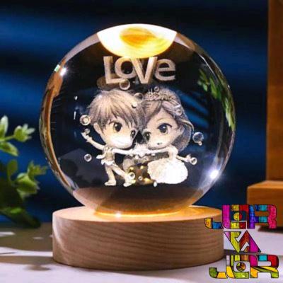 گوی کریستالی سایز 6 طرحهای جذاب پایه چوبی - شب چراغ چراغ