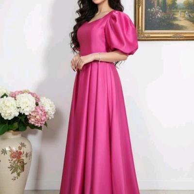 پیراهن مهمانی زنانه ساتن مدل پیراهن زیبای عروسکی دخترونه ماکسی مجلسی مدل ملیکا 76336