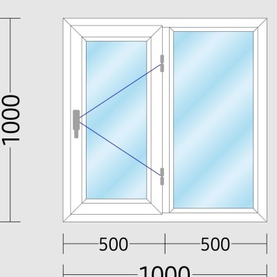 آیتم شماره دو: پنجره دوجداره سایز 100*100 سانتی متر همراه شیشه و یراق