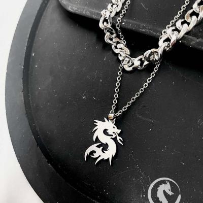 گردنبند دولاین اژدهای استیل (مردانه و زنانه)