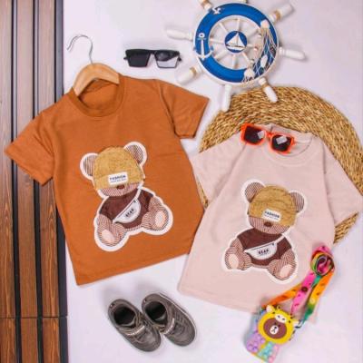 تیشرت بچگانه تک پسرانه طرح برجسته خرس راه راه