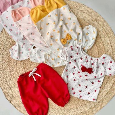 ست بچگانه شومیز و شلوارک دخترانه گل