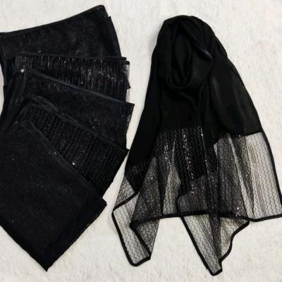 شال حریر دستک گیپور مجلسی مشکی