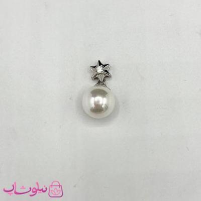 آویز گردنبند زنانه طرح تک مروارید و ستاره نقره ای کد 1391-155439