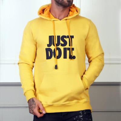 هودی مردانه پنبه سه نخ توکرکی just doit زرد