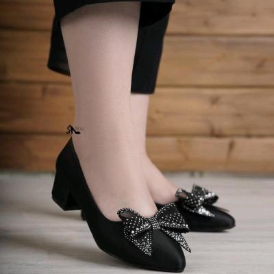 کفش مجلسی زنانه پاشنه 5 سانت رویه ساتن تک رنگ مشکی (سایز37 تا 41)-156935