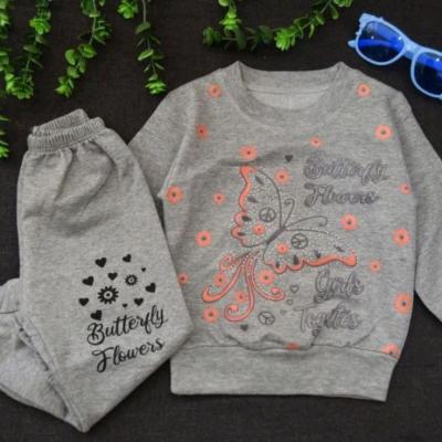 بلوز شلوار دخترونه ملانژ طرح پروانه