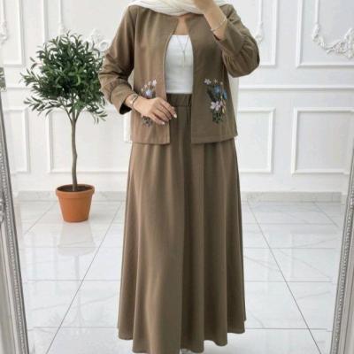 ست کت دامن لنین کتان نچرال مدل مهرنوش