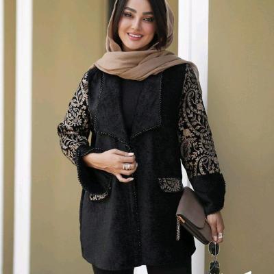 مانتو مجلسی مخمل مدل شانل قواره دار