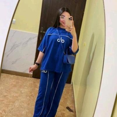 ست تیشرت شلوار زنانه مدل alo جنس گلکسی پنبه درجه