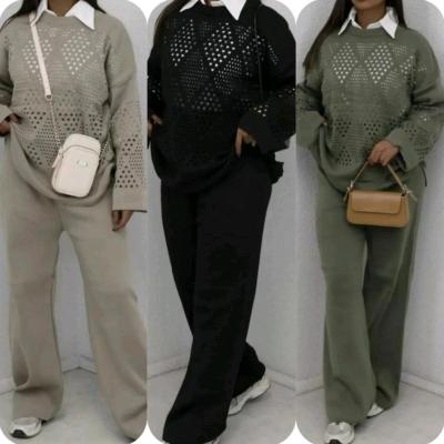 مانتو شلوار زنانه پشمی مدل بلوز شلوار بافت زنانه