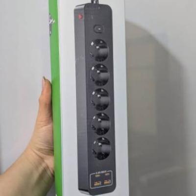 چندراهی برق USB دار 5 خانه مدل EU02 با توان 2500 وات