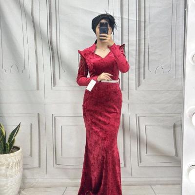 پیراهن مهمانی زنانه مخمل مدل پیراهن ماکسی مخمل کره ای خانومانه مدل نغمه 99683