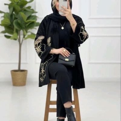 مانتو مجلسی مخمل مدل مانتو مجلسی مخمل شنل گلدوزی شده گلرخ