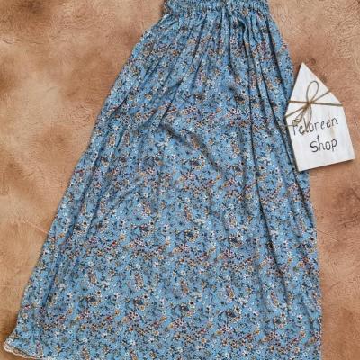 دامن گلگلی آبی نخی