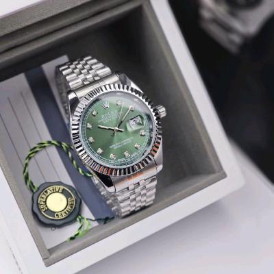 ساعت مردانه استیل ضد آب تقویم تلسکوپی صفحه نگینی رولکس دیت جاست